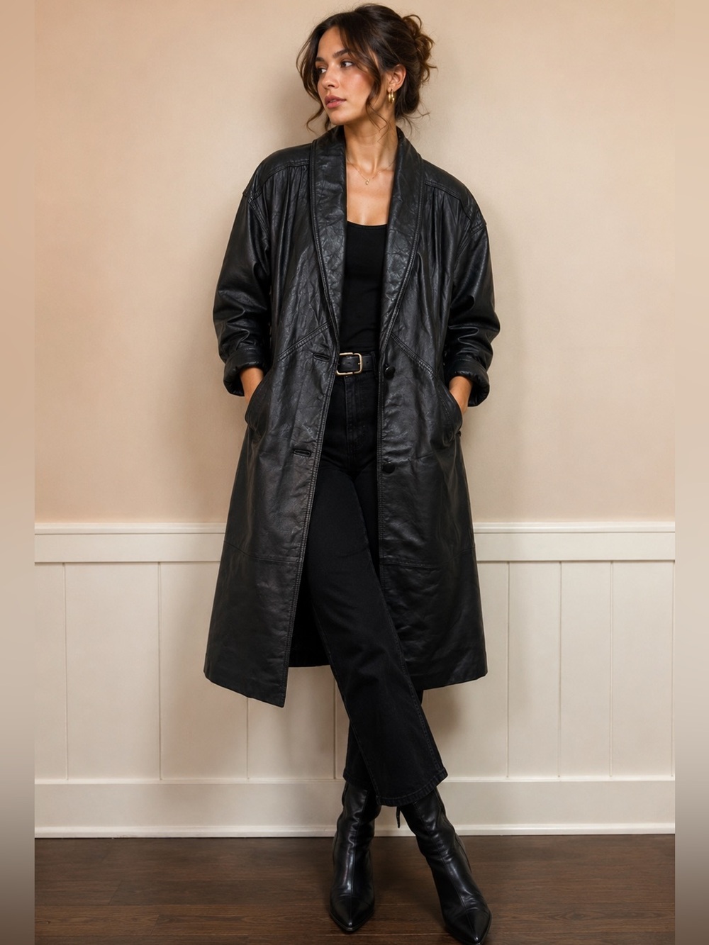 Vintage Leather Trench Coat